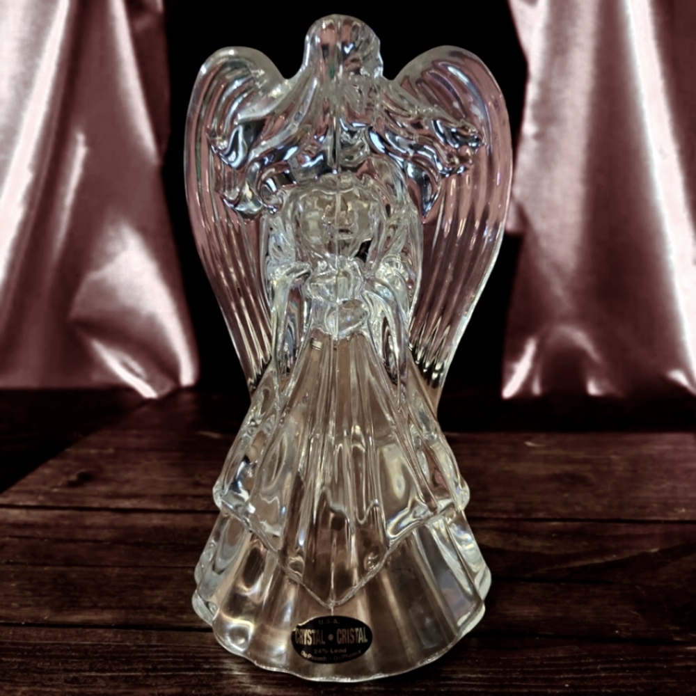 Heavy DePlomb Crystal Angel Taper Stick Candle Holder 24% Lead
